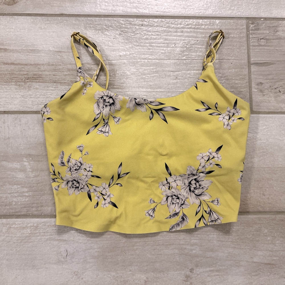 Floral Yellow Crop Dance Sports Bra
